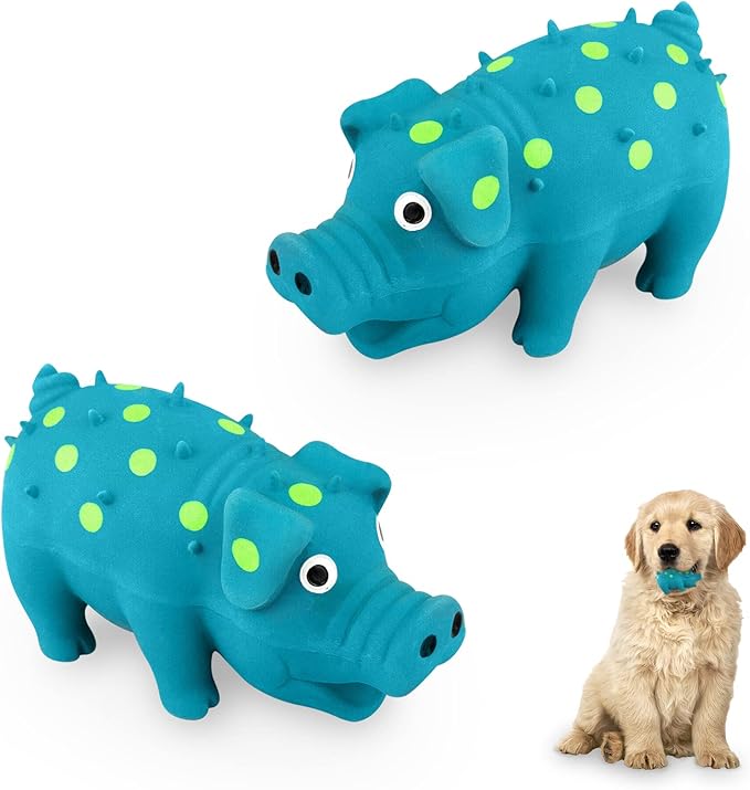 WishLotus Natural Latex Dog Squeak Toy, 2pcs Pig-Shaped Mini Dog Pig Toy for Small Dogs to Relieve Stress, Reduce Boredom and Teeth Cleaning (2pc)