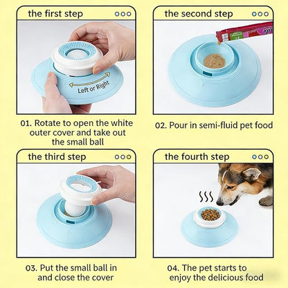 Dog Lick Sphere Spinner Anxiety Calming Sip Bowl with Roller Ball