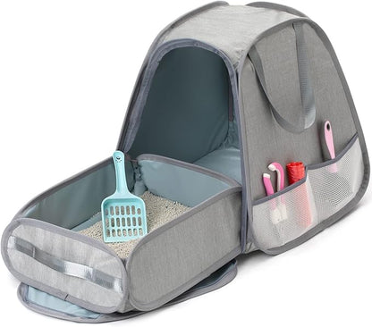 Collapsible Portable Cat Litter Box Standard for Travel Light Weight Leak-Proof，Sturdy，Prevent Litter Scatter Design Easy to Clean， Collapsible Travel Puppy Carrier，Portable Cat Playpen