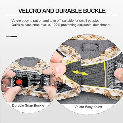 Mercano Soft Mesh Dog Harness and Leash Set, No-Chock Step-in Reflective Breathable Lightweight Easy Walk Vest Harnesses with Safety Buckle for Small Dogs, Cats (Grey, M)