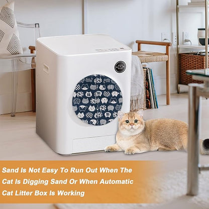 Cat Litter Box Curtain, Washable Litter Box Door Cover, Litter Box Curtain for Enclosed Litter Boxes -Blue Round 10.5" D（Curtain Only）