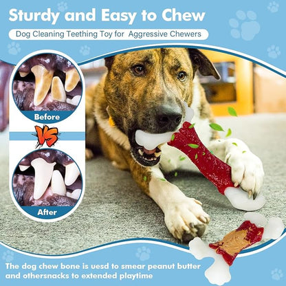 Dog Toys for Aggressive Chewers, Dog Toys for Large Dogs, Indestructible Dog Bones for Aggressive Chewers, Tough and Durable Dog Chew Toy, Real Bacon & Beef Flavors (Beef)