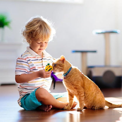Halloween Cat Toys 4 PCS,Pumpkin Feather Cat Toys,Funny Spooky Kitten Interactive Plush Chew Toys for Halloween Thanksgiving Christmas Party Cat Teeth Cleaning Accessories