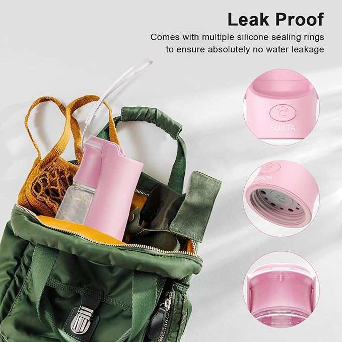 Portable Dog Small Animals Water Bottle for Walking 19 OZ or 12 OZ Pet Water Bottles for Puppy Medium Large Dogs Little Animals Water Dispenser Dog Small Animals Water Bowl