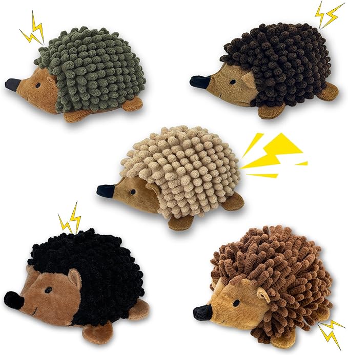 Plush Hedgehog Dog Toys 5 Pack, 2-in-1 Squeaky No-Stuffing Hedgehog for Small and Medium Pets, Keep Your Puppy Busy with Multi-Colored for Indoor & Outdoor Play