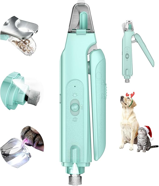 2-in-1 Cat Nail Clippers & Dog Nail Clippers Trimmers for Large Medium Small Dogs Cats Claw Trimmer Quick Sensor and Safety Guard USB Rechargeable with 2 LED Lights Dogs Nail Trimmer