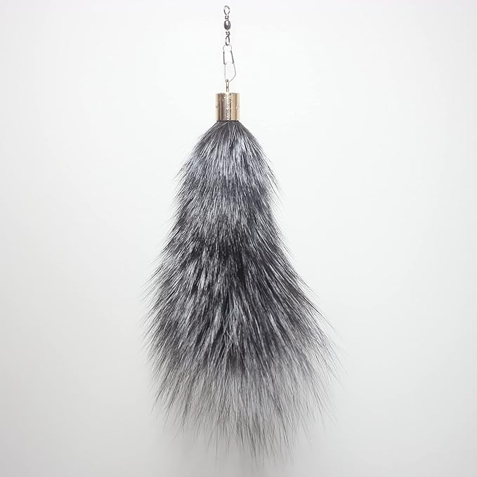 Real Raccoon/Marten Tail Fur Cat Dog Toy with High Strength Elastic Carbon Fiber Fishing Rod (Fox Fur)