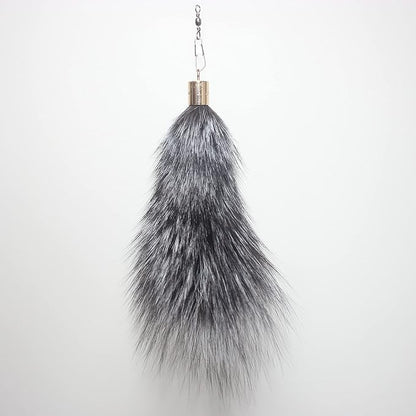 Real Raccoon/Marten Tail Fur Cat Dog Toy with High Strength Elastic Carbon Fiber Fishing Rod (Fox Fur)
