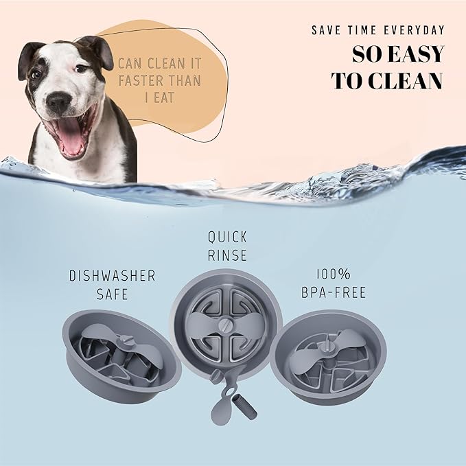 AVERYDAY Slow Feeder Dog Bowls for Large Breed, 2.5 Cups Deep Food Puzzle Bowl with Spinning Slow Feeder Insert, Non-Slip Bottom, Fits for Raised Stand, Hard Maze Design for Medium and Large Dogs