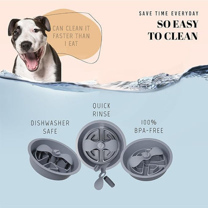 AVERYDAY Slow Feeder Dog Bowls for Large Breed, 2.5 Cups Deep Food Puzzle Bowl with Spinning Slow Feeder Insert, Non-Slip Bottom, Fits for Raised Stand, Hard Maze Design for Medium and Large Dogs
