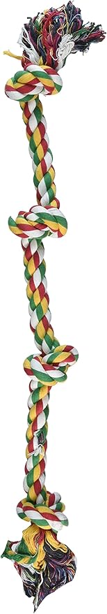 Penn-Plax 4-Knot Dog Rope Toy, Cold/Ruff, Medium | Great Exercise for Teeth and Gums | Hours of Playtime Fun, Multicolor, 25 inch (RF41C)