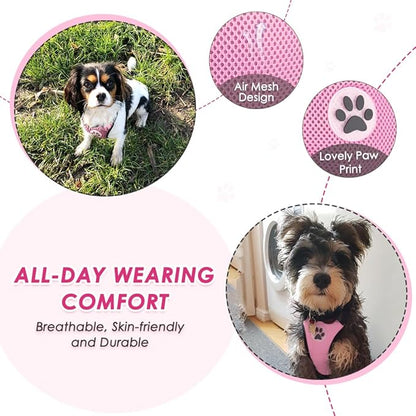 Lukovee Dog Seat Belt for Car, Adjustable Dog Car Harness for Large Medium Small Dogs, Soft Padded & Breathable Mesh Dog Seatbelt with Car Strap and Carabiner (A-Pink,L)