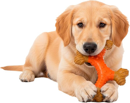 SPOT Bam-Bones Dental X-Bone - Made with Bamboo Fiber and a Massaging Rubber Center, Durable Oral Care Dog Chew for Light Chewers & Teething Puppies under 40lbs, 8in Allergen Free Peanut Butter Flavor