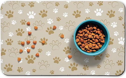 Dog Food Mat, Absorbent Water Bowl Mats Cat Pet Feeding Placemats Beige 12 * 20 inch