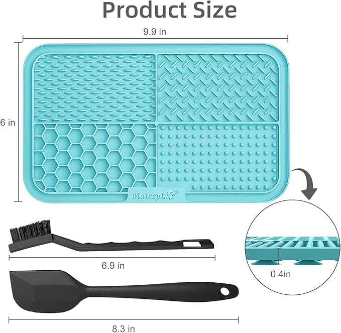 MateeyLife 2PCS Large Lick Mat for Dogs with Suction Cups, Slow Feeder Bowls, Cat Lick Mat for Anxiety Relief, Dog Toys to Keep Them Busy, Enrichment Toys for Bathing, Cat Licking Pad for Boredom