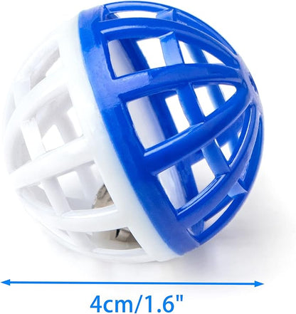 CHIWAVA 45PCS 1.6'' Cat Toy Ball with Bell Plastic Lattice Jingle Balls Kitten Chase Pounce Rattle Toy Assorted Color