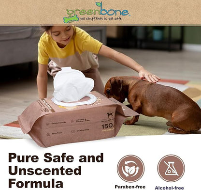 Greenbone Soothing Dog Wipes - Honey Milk & Oatmeal -150 Wipes