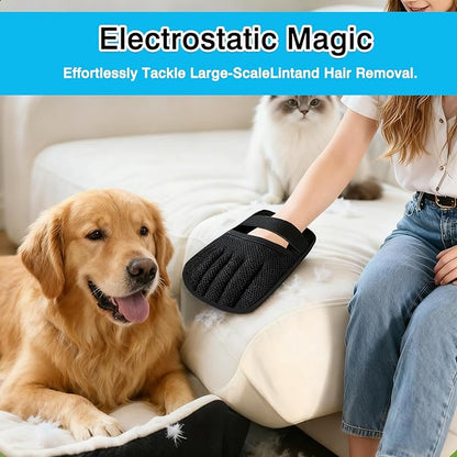 Reusable Five-Finger Pet Hair Removal Gloves for Cats & Dogs, Electrostatic Fabric Cleaning Gloves for Furniture, Car Seats, and Laundry