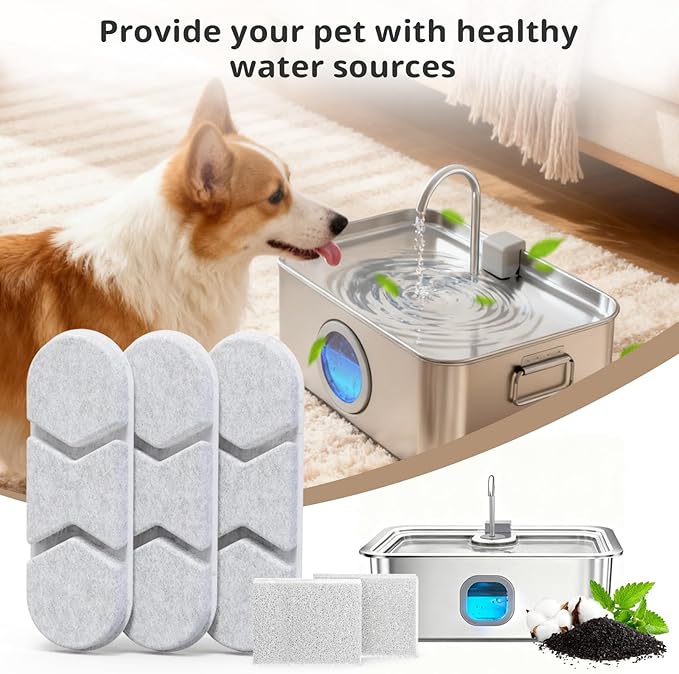 6 Packs Large Dogs Water Fountain Filters Specifically For The Models DYSJ01/FW120/WF160 With Capacities Of 4.2Gal/16L And 410oz/3.2Gal/12L Design And Production (6 Filters&6 Sponges)