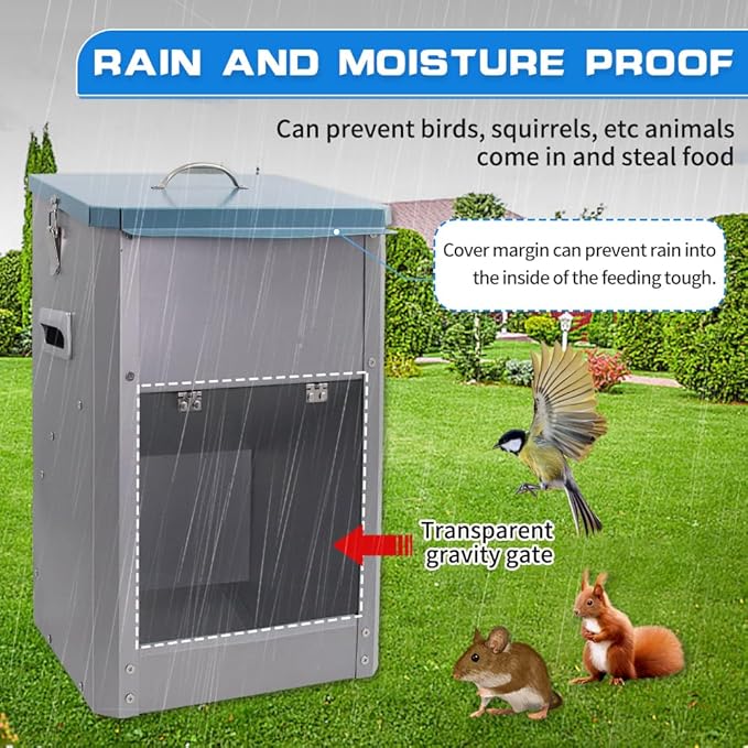 Automatic Dog Feeder 30lb Large Gravity Pet Food Dispenser Hanging for Outdoor and Indoor