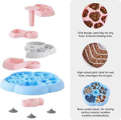 Slow Feeder Dog Bowl 3 Levels - Non-Slip Puzzle Enrichment Toy for Small Medium Breeds, Reduces Boredom and Anxiety, Colorful, BPA-Free