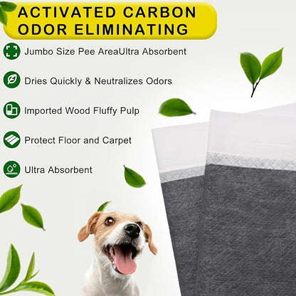ELEGX Extra Large 31"x47" 40 Pcs Odor-Control Super Absorbency Charcoal Pee Pads for Dogs & Cats - Leak-Proof Thicken Disposable Potty Pads