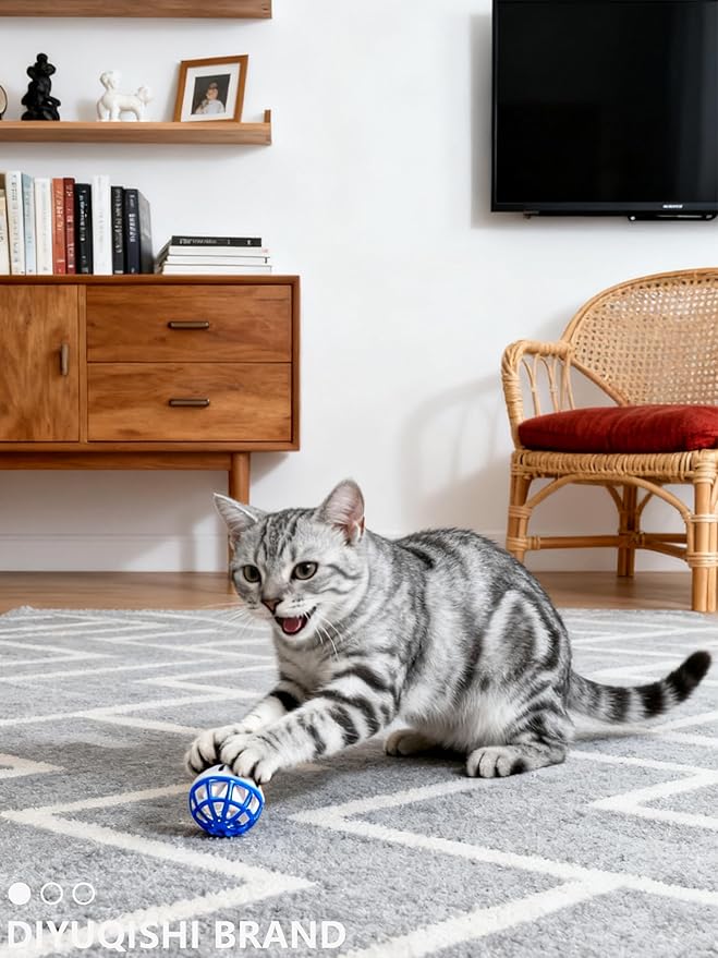 10 Cat Toys Balls for Indoor Kitten, 9 Styles PP Bell Balls with Sound, Safe Durable Chew Toys for Cats Kittens (1.5'' - 2.2'')