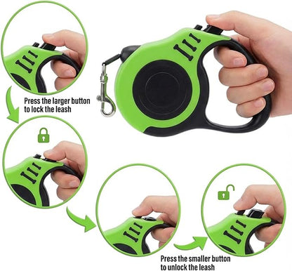 PETIMP Retractable Dog Leash Lightweight 16FT Leash, with Folding Bowl,Dispenser,Waste Bags, for Small Medium Dogs(Green)