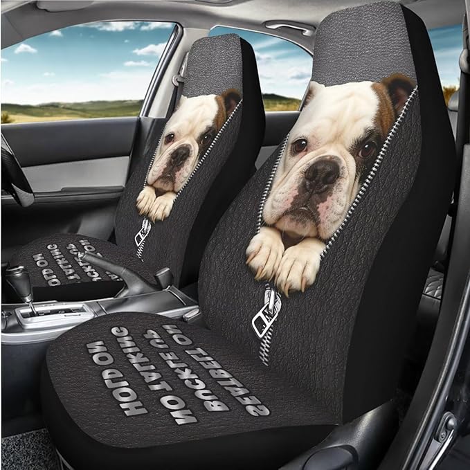 Funny Pug Print Car Seat Covers for Front Seats Dog Funny Car Accessories for Women Men Washable and Breathable Car Seat Cover Set of 2 for Trucks SUV Sedans