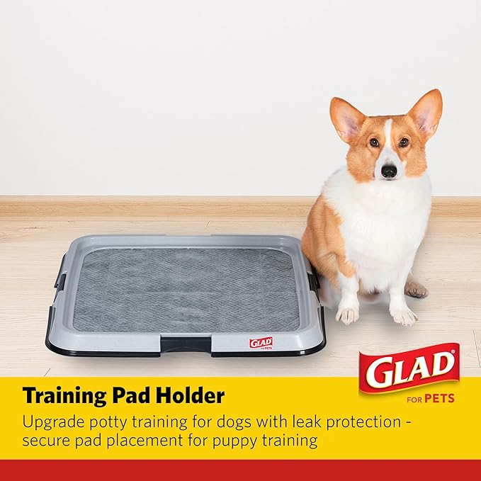 Glad for Pets Puppy Potty Training Pad Holder for Disposable Pads - Puppy Potty Tray, Dog Potty Training Tools for Indoor Pee Pad Station, Potty for Dogs - Fits 23" x 23" or 17.5" x 23.5" Pads