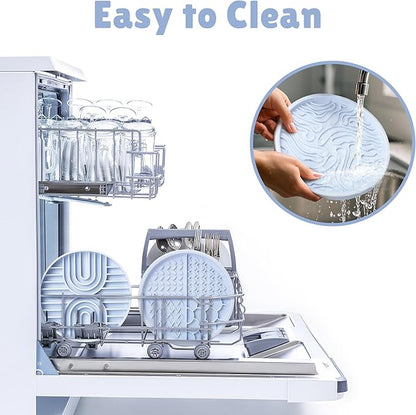 2 in 1 Slow Feeder Dog Bowls with Suction Cups,Silicone Lick Mat for Dogs,DIY Wet or Dry Food,Dishwasher Safe,Blue,Spatula+UU Bowl+Cyclone Lick Pad