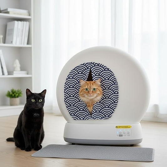 Curtain for Self Cleaning Cat Litter Box, Self-Cleaning Litter Box Curtain,Odor Blocker & Litter Scatter Shield for Cats,Easy Install, Fit for Elliptical Openings