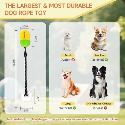 Indestructible Dog Toys-Interactive Suction Cup Tug of War Toy for Aggressive Chewers,Dog Puzzle & Enrichment Toys to Keep Dogs Busy,Green Yellow