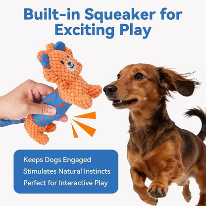 Squeaky Dog Toys, Interactive Dog Toys for Indoor Play, Lion Rabbit Fog Dog Toys with Durable Fabric Material for Small Medium Large Dogs - 3pack