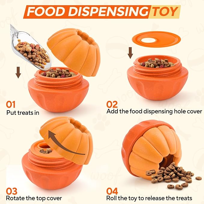Dog Enrichment Toys, Dog Frozen Treat Toys, Interactive Dog Toys for Large Breeds, Treat Dispensing Dog Toys in Orange Shape