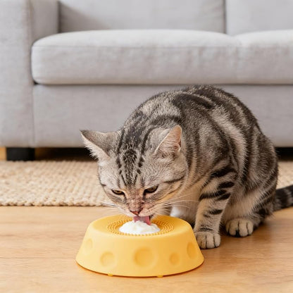 Dog Lick Bowl with Ball,Lick Ball Bowl for Dogs,Dog Licking Bowl with Rolling Ball,Slow Feeder Ball Bowl to Slow Pet Eating,Rolling Ball Dog Bowl Give Pet More Time to Enjoy Eating. (Yellow-2pcs)