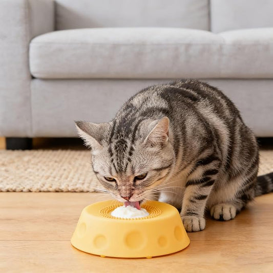 Dog Lick Bowl with Ball,Lick Ball Bowl for Dogs,Dog Licking Bowl with Rolling Ball,Slow Feeder Ball Bowl to Slow Pet Eating,Rolling Ball Dog Bowl Give Pet More Time to Enjoy Eating. (Yellow)