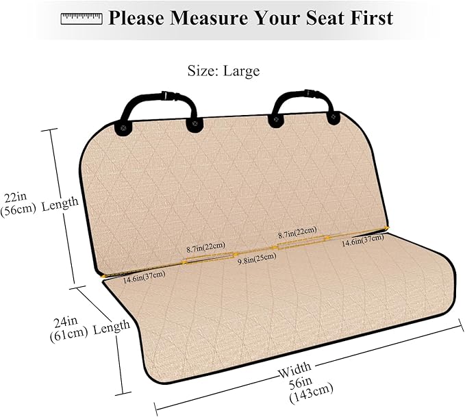 VIVAGLORY Dog Seat Cover Quickcover Seat Protector for Dog, Backseat Cover for Car SUV & Truck, Back Rear Backseat Bench Protector, Large, Heather Khaki