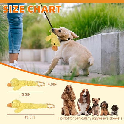 KOOLTAIL Duck Dog Toys, Tough Plush Dog Chew & Squeaky Toys with Crinkle Paper, Interactive Training & Tug of War Puppy Teething Toy for Indoor Outdoor Play, Soft Pet Toy for Small Medium Large Dogs