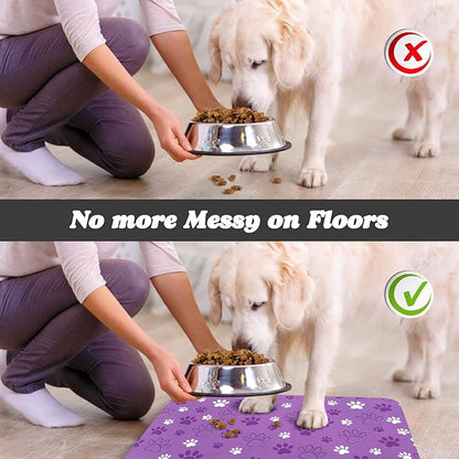 Dog Food Mat, Absorbent Water Bowl Mats Cat Pet Feeding Placemats 24 * 32 inch