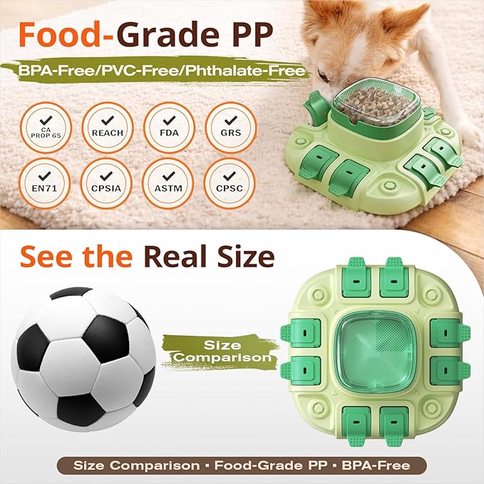 KADTC 2 Levels of Challenge Dog Puzzle Feeder Toy U.S. Brand & Design Push-to-Release Treat Dispenser for Small Medium Large Dogs All Breeds Puppy Mental Stimulation Enrichment Feeding Food Slow Toys