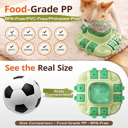 KADTC 2 Levels of Challenge Dog Puzzle Feeder Toy U.S. Brand & Design Push-to-Release Treat Dispenser for Small Medium Large Dogs All Breeds Puppy Mental Stimulation Enrichment Feeding Food Slow Toys