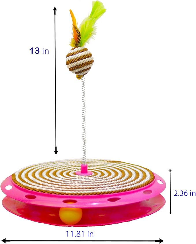XGATML FANUSMARK - Wobble Track Cat Toys for Indoor Cats - Interactive Cat Toys - Rope Scratcher Cat Track Toy Catch The Furry Ball and Track Exercise Ball Toy - Cat Scratcher Toy - Cat Feather Toy
