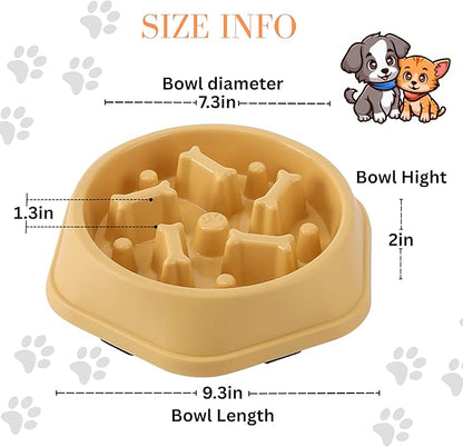 2 PCS Slow Feeder Dog Food Bowl – Bowl Designed to Slow Eating, Promotes Healthy Digestion and Prevents Bloat, Ideal for Cats and Dogs (SkyBlue-Yellow)
