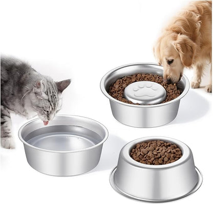 Premium Stainless Steel Pet Bowls with Cute Paw Design, Non-Slip Dog & Cat Food Water Bowls, Durable & Easy-to-Clean Feeding Dishes for Small/Medium Pets, Set of 2 pet-Bowls, Raised-pet-Bowls