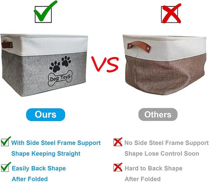 Large Dog Toy Basket Collapsible Dog Toy Box Shape Keeping Rectangle Dog Toy Bin for Pet Toys, Accessories
