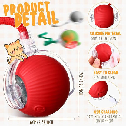 6 Pack Interactive Cat Ball Toy 360° Automatic New Interactive Rolling Ball Rechargeable Gifts for Cat Dog Lovers Indoor Exercise Electric Self Rolling Toy Large and Small Puppy Kitten Bulk
