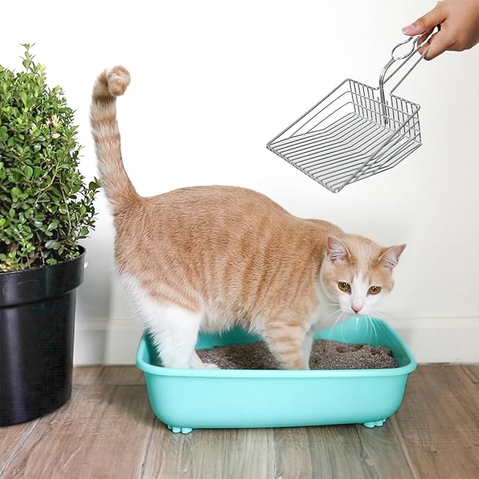 Cat Litter Scoop - Extra Large Heavy Duty Metal Kitty Litter Scoop, Premium Stainless Steel Cat Poop Scooper, Durable Sifting Shovel with Long Handle for Easy Cleanup, Best cat scooper for litter box