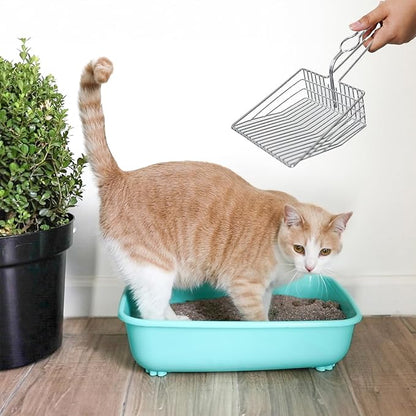 Cat Litter Scoop - Extra Large Heavy Duty Metal Kitty Litter Scoop, Premium Stainless Steel Cat Poop Scooper, Durable Sifting Shovel with Long Handle for Easy Cleanup, Best cat scooper for litter box