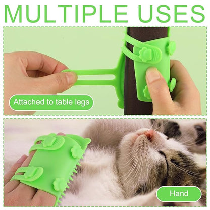2pcs Self Cleaning Cat Brush, 2-in-1 Tickling Comb Cat Massage Brush Pet Artifact Adjustable Silicone Kitty Grooming Shedding Brush Cat Corner Scartcher Groomer for Short/Long Hair Cats Dogs (Green)